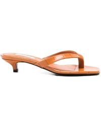 TOTEME - Croco-Embossed Heeled Flip Flops - Lyst