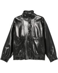 Sandro - Oversized Leather Jacket - Lyst