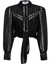Charo Ruiz - Ibiza Lace-Detail Cropped Shirt - Lyst
