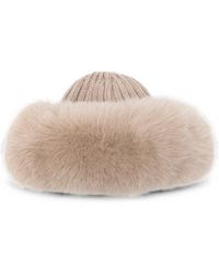 Liska - Fur-Trim Ribbed-Knit Beanie Hat - Lyst