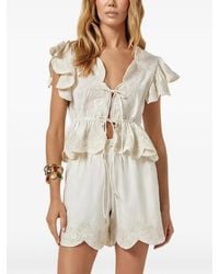 Scarlett Poppies - Terrel Embroidered Scalloped-Hem Mini Shorts - Lyst