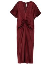 Victoria Beckham - V-Neck Draped Midi Dress - Lyst