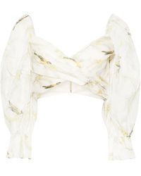 Zimmermann - White Pleated Cropped Blouse - Women's - Polyester/cotton - Lyst