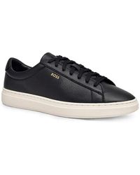 BOSS - Kieran Grained-Leather Sneakers - Lyst