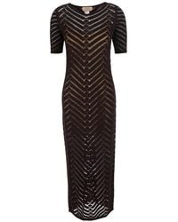 Twinset - Chevron-Knit Short-Sleeve Midi Dress - Lyst