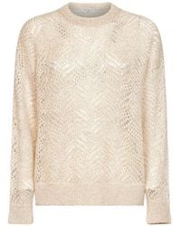 Brunello Cucinelli - Sequin-Embellished Openwork-Knit Sweater - Lyst