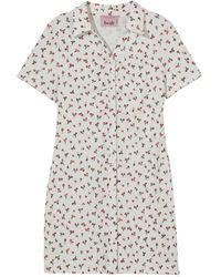 B+ AB - Cherry-Print Collared Mini Shirt Dress - Lyst