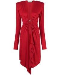 Alexandre Vauthier - V-neck Mini Dress Daring Red - Lyst