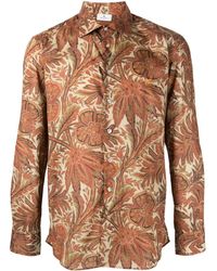 Etro - Foliage-print Pegaso-motif Cotton Shirt - Lyst