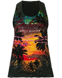 Balmain - Top Sin Mangas Con Aplique De Lentejuelas - Lyst