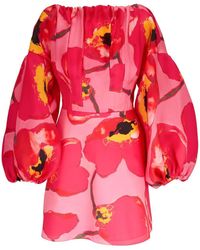 Carolina Herrera - Puff-sleeved Floral Mini Dress - Lyst