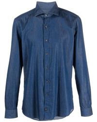 Fay - Spread-collar Denim Shirt - Lyst
