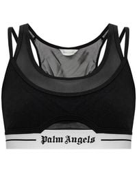 Palm Angels - Logo-Tape Layered Sports Bra - Lyst