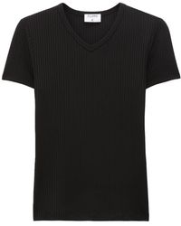Filippa K - V-neck Ribbed-knit T-shirt - Lyst