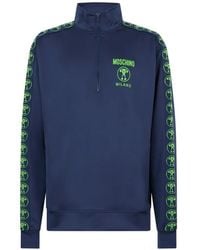 Moschino - Logo-Embroidered Half-Zip Sweatshirt - Lyst