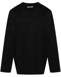 Palm Angels - Monogram-embroidered Cotton T-shirt - Lyst