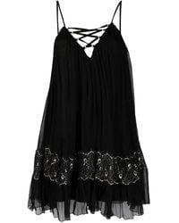 Nissa - Strap-Detail Silk Mini Dress - Lyst