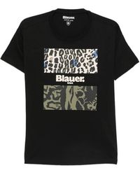 Blauer - Logo-Print Leopard-Pattern T-Shirt - Lyst