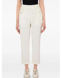 Liu Jo - Elasticated-Waistband Button-Detail Trousers - Lyst