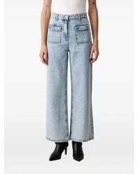 Morgan - Flap-Pocket Wide-Leg Jeans - Lyst