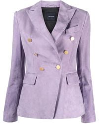 Tagliatore - Double-Breasted Leather Suede Blazer - Lyst