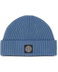Stone Island - Ribbed Logo-Patch Beanie Hat - Lyst