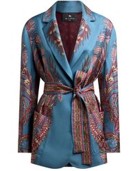 Etro - Floral Printed Silk Blazer - Lyst