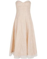 Alberta Ferretti - Lace-Overlay Bustier Dress - Lyst