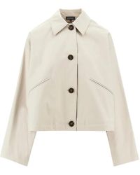 Emporio Armani - Veste Crop Boutonnée - Lyst