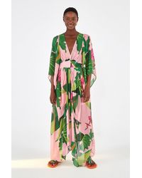 farm rio pink banana maxi dress