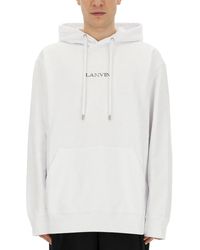 Lanvin - Relaxed-Fit Hooded Sweatshirt With Subtle Embroidery - Lyst