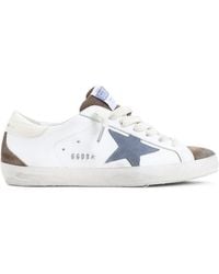 Golden Goose - "Super Star" Leather Upper And Heel Suede Toe Star And Spur With Metal Lettering Sneakers - Lyst