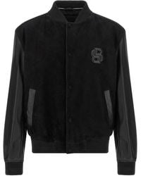 BOSS - Leather Bomber Jacket - Lyst