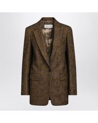 Dries Van Noten - Khaki Singlebreasted Jacket With Floral Jacquard Pattern - Lyst