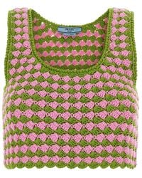 Prada - Tow-Tone Crochet Crop Top - Lyst