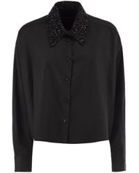 Fabiana Filippi - Virgin Wool Blend Shirt With Crystal-Embellished Collar - Lyst