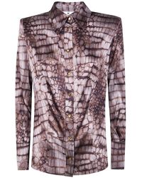 Elisabetta Franchi - Alligator-Print Satin Shirt - Lyst
