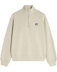 Maison Kitsuné - Maison Kitsuné Fox Head Comfort Half Zip Sweatshirt - Lyst