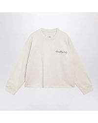 MM6 by Maison Margiela - Écru Fleece Sweatshirt With Logo Print - Lyst