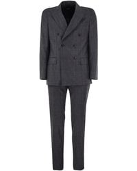 BOSS - Virgin Wool Double-Breasted Suit With Check Pattern - Lyst