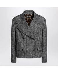Dolce & Gabbana - Dolce&Gabbana Dark Short Oversized Striped Jacket - Lyst
