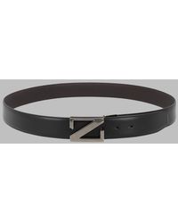 ZEGNA - Leather Belt With Logo Buckle - Lyst