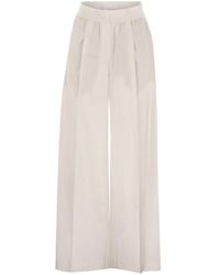 Brunello Cucinelli - Loose Fit Cotton Trousers - Lyst