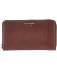 Emporio Armani - Grained Leather Zip-Around Wallet - Lyst
