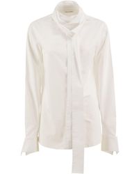 7 For All Mankind - Cotton Shirt With Tie-Neck Detail - Lyst