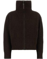 Brunello Cucinelli - Dark Cashmere-Blend Cardigan - Lyst