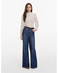 Self-Portrait - Crystal-Striped Jeans - Lyst