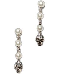 McQueen - Skull And Pearl Earrings - Lyst