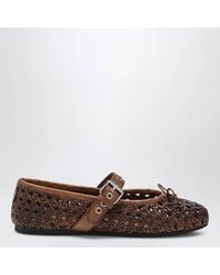 Miu Miu - Perforated Leather Ballerinas - Lyst