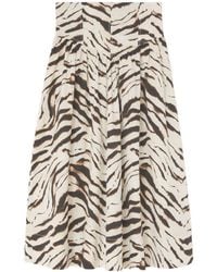 Ganni - Zebra-Print Gathered Maxi Skirt - Lyst